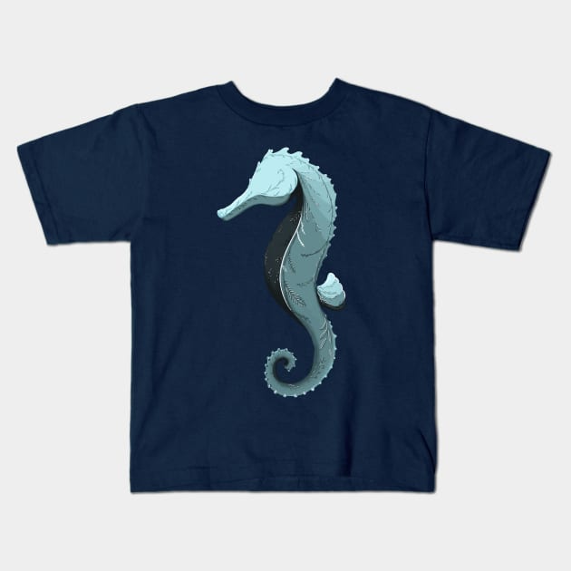 Blue Sea Horse Kids T-Shirt by Little Cristina